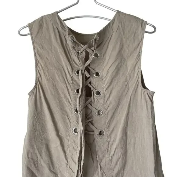 Theory Keshelle Back Lace Up Dress in Beige Size 6 - Picture 7 of 9